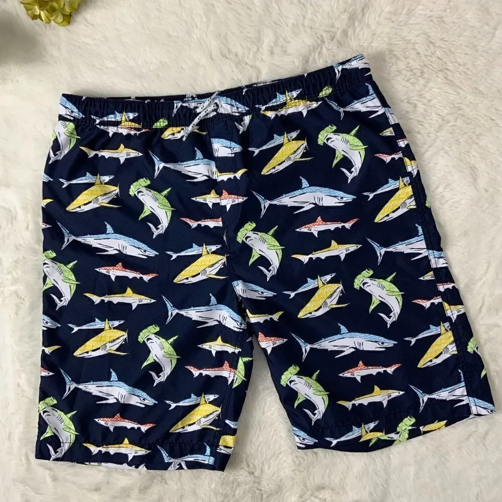 LANDS’ END shark swim trunks